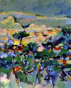  " Sur les couleurs de Cézanne " -  1997  - Acrylique sur papier  - 23,5 X 29,5 cm  - Collection D. ROYERE