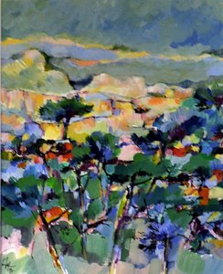 " Sur les couleurs de Cézanne " - 1997 - Acrylique sur papier - 23,5 X 29,5 cm - Collection D. ROYERE