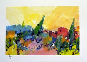 " En attendant Florence " - 1998 - Acrylique sur papier - 19,5 X 30 cm - Collection PLATEL