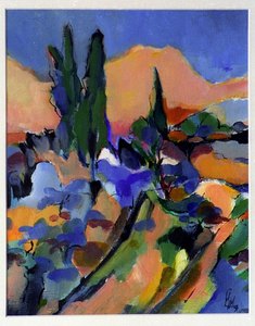 " Présence de Paul à St Paul " - 1997 - Acrylique sur papier - Collection Ch. BOUCHE