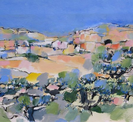 "Adrets"  - 2015  -  Acrylique sur papier - 39 x 39 cm.