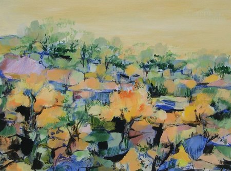 "Arri&egrave;re saison"  2012 - Acrylique sur papier -  28,5 X 38,5 cm.