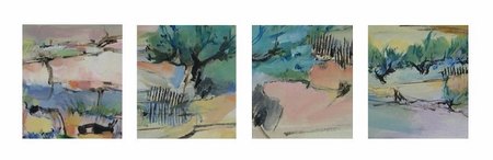 " Arr&ecirc;t sur image"  - 2014 - Acrylique sur papier - 4 images 14 X 12 cm.