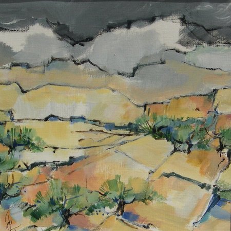 "L'orage passe" -  2012 -  Acrylique sur papier -  29,5 X 29;5 cm.