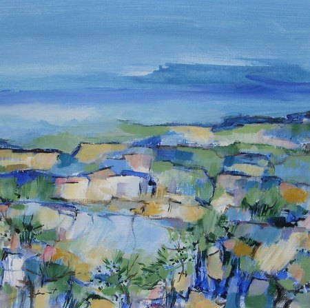 "Strates bleues" -  2012 - Acrylique sur papier -  39 X 39